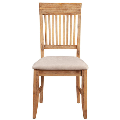 Aspen Dining Chair, Set of 2, Iron Brush Antique Natural Color, Upholstered, Acacia Solids and Acacia Veneer, 8812-02, Brand: Alpine Furniture, Size: 23inW x 20inD x 39inH, Seat height:  19in/ 48cm, Material:  Acacia Solids and Acacia Veneer, Color: Iron Brush Antique Natural Color