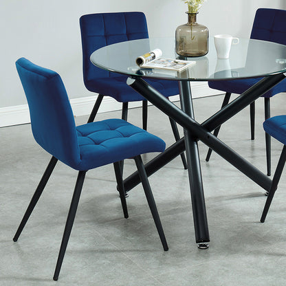 Suzette | Blue Velvet Dining Chairs, Set of 2, Metal Legs, 202-476BLU