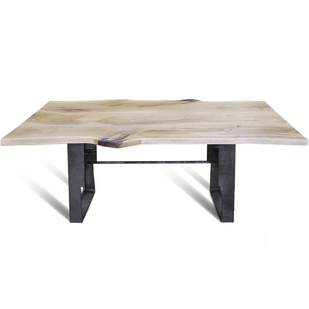 Urban 180 | Industrial Live Edge Table, Solid Oak Wood Top, Metal Legs, 6 Seater, SCANDI085