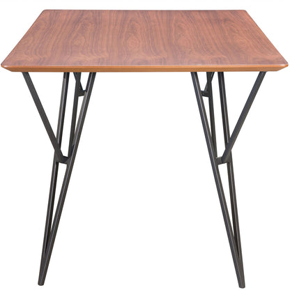 Rectangular 6 Seater Light Wood Color Dining Table, MDF, Walnut Veneer, Stainless Steel Legs, 4512839545271, Brand: Homeroots, Size: 63inW x  35.4inD x  29.9inH, Weight:  90lb, Shape: Rectangular, Material: Top: MDF with Walnut Veneer, Legs: Stainless Steel, Seating Capacity: Seats 4-6 people, Color: Top:  Natural Wood Color, Base: Black