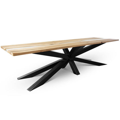 Edder-2X | Live Edge With Resin Dining Table, Rectangular, Oak, For 12, SCANDI037