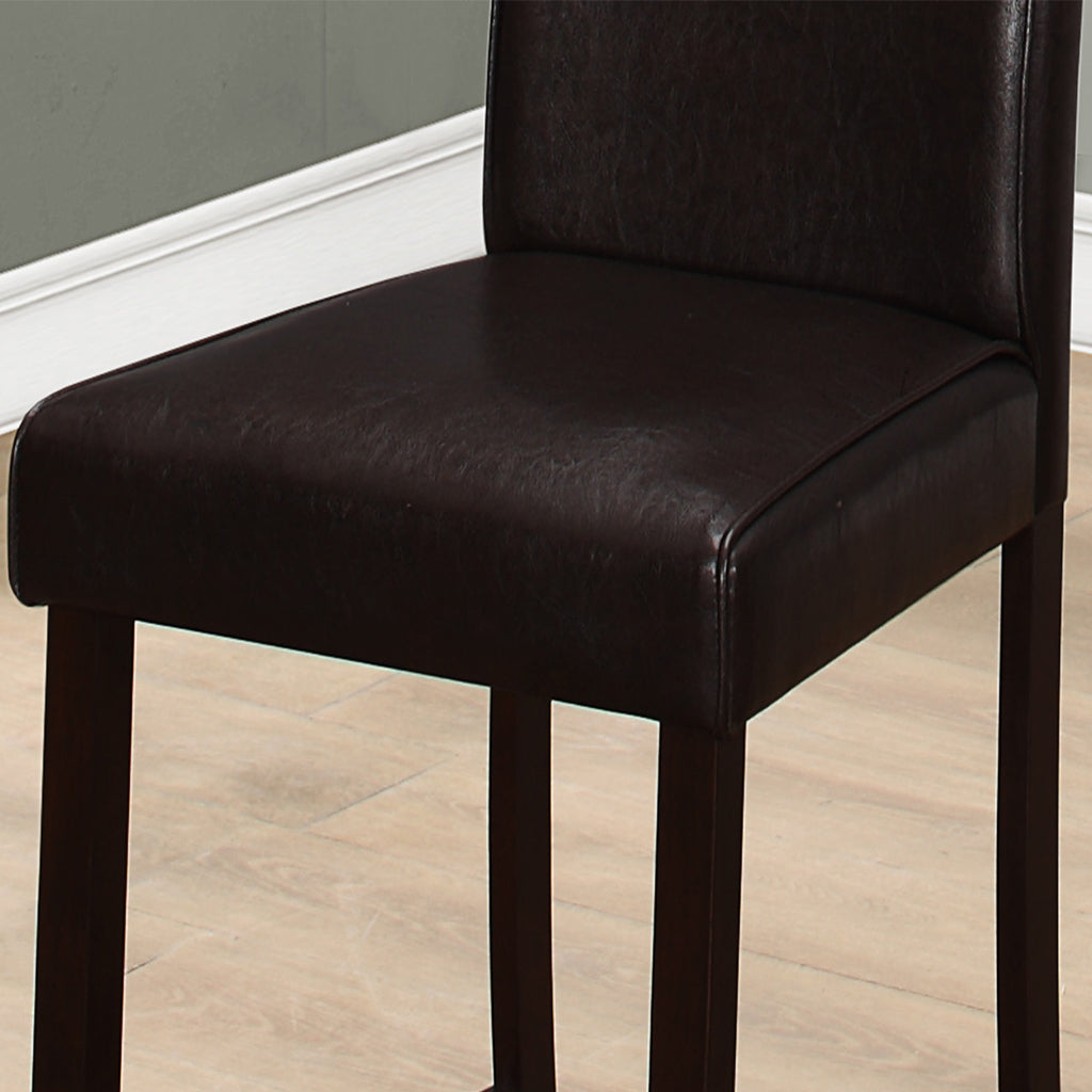 Set of 2 Dining Chairs, Brown Faux Leather, Wood & MDF Frame