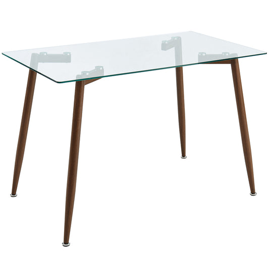 Abbot | Glass Small Dining Table, Walnut Legs, 4 Seater, 201-453WAL