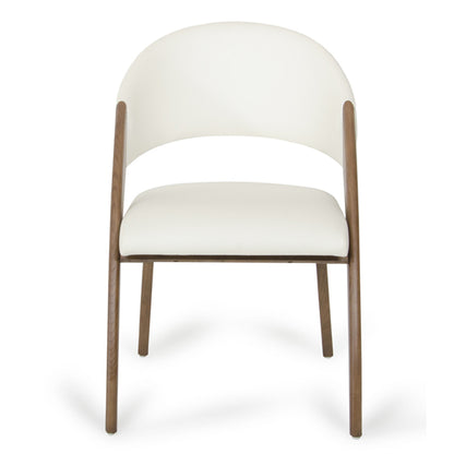 1 Cream Leatherette & Walnut Wood Dining Chair, 283004