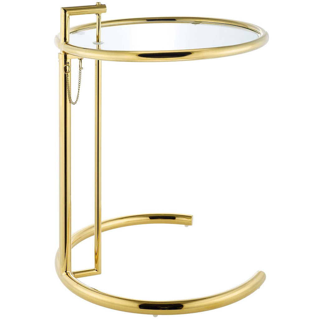 Eileen | Glass and Gold End Table, Adjustable Height, EEI-3580-GLD 