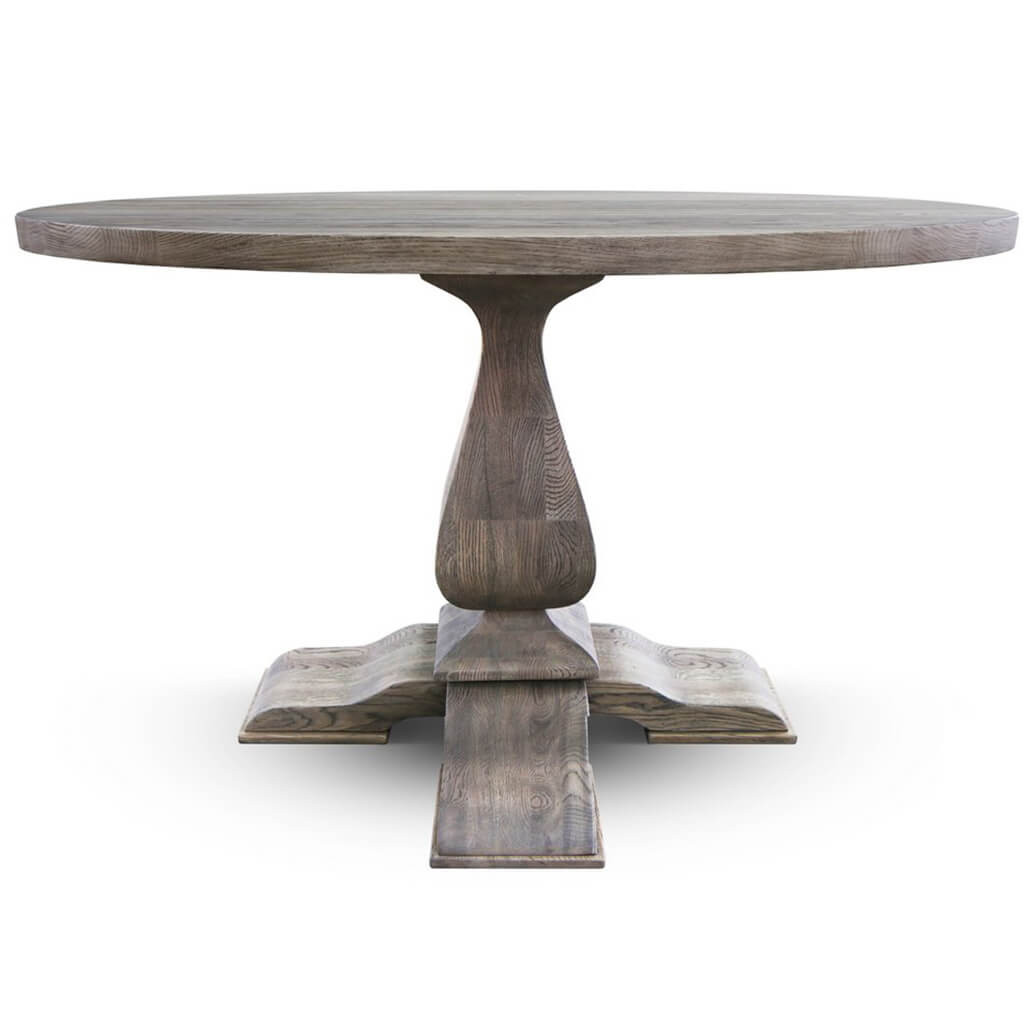 Dindo-Uno | 47" Round Oak Table, Gray Oak Wood, 4 Seater, SCANDI052