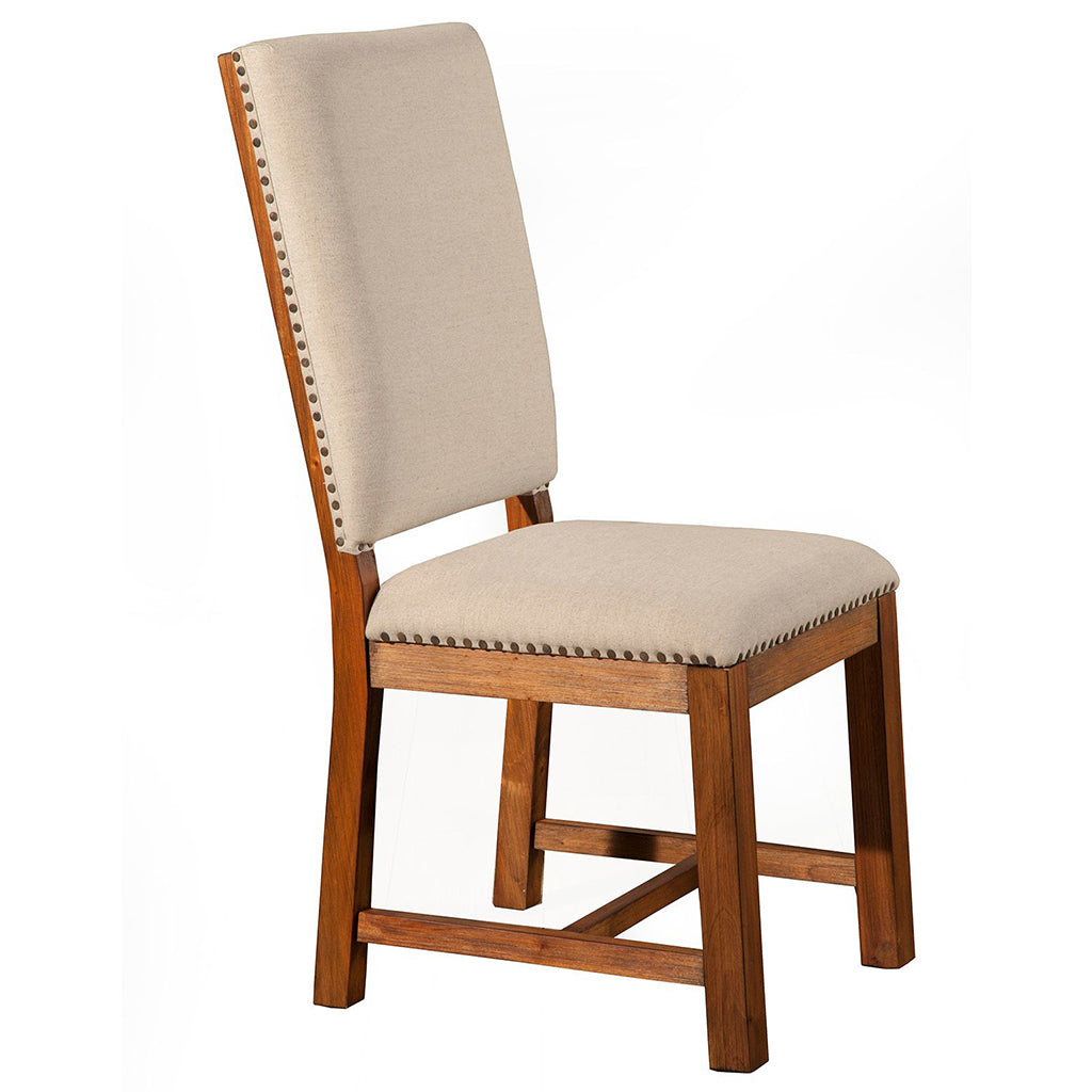 Shasta Dining Chair, Set of 2, Salvaged Natural Color, Upholstered, Mahogany Solids & Veneer, ORI-913-05, Brand: Alpine Furniture, Size: 22inW x 19inD x 43inH, Seat height:  20in/ 51cm, Material: Plantation Mahogany Solids & Veneer, Color: Salvaged Natural Color