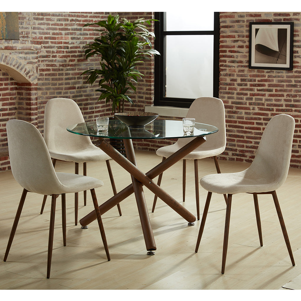 Lyna | Beige Fabric Chairs with Metal Legs, Set of 4, 202-250BG