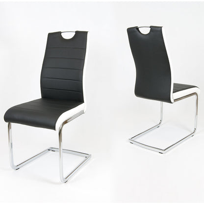 Faux leather dining chairs with chrome steel legs