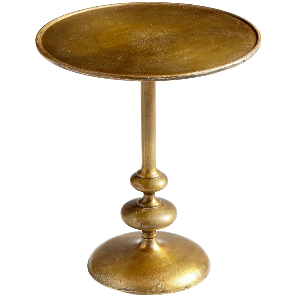 Tote | Antique Brass Pedestal End Table, 08304