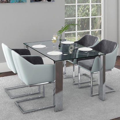 Frankfurt | Modern Stainless Steel Dining Table With Glass Top, 201-165