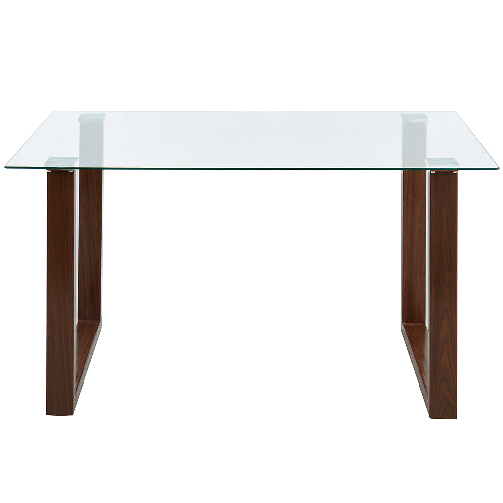 Franco | Contemporary Dining Table Glass, Metal Legs, Walnut Finish, 201-454WAL