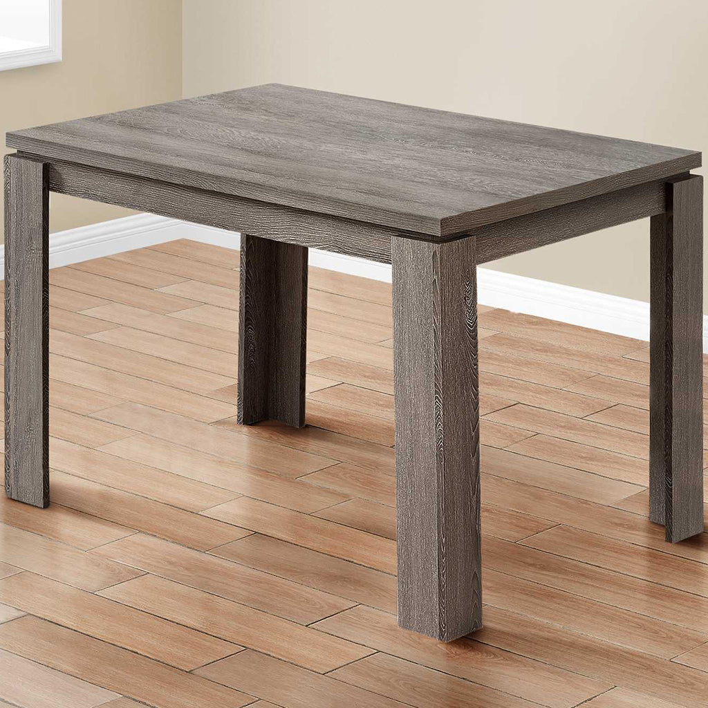 Dark Gray Small Farmhouse Dining Table, Rectangular, Reclaimed Wood, 4512839526058, Brand: Homeroots, Size: 47.25inW x  31.5inD x  30.5inH, Weight: 44lb, Shape: Rectangular, Material: Reclaimed Wood, Seating Capacity: Seats 2-4, Color: Dark Gray