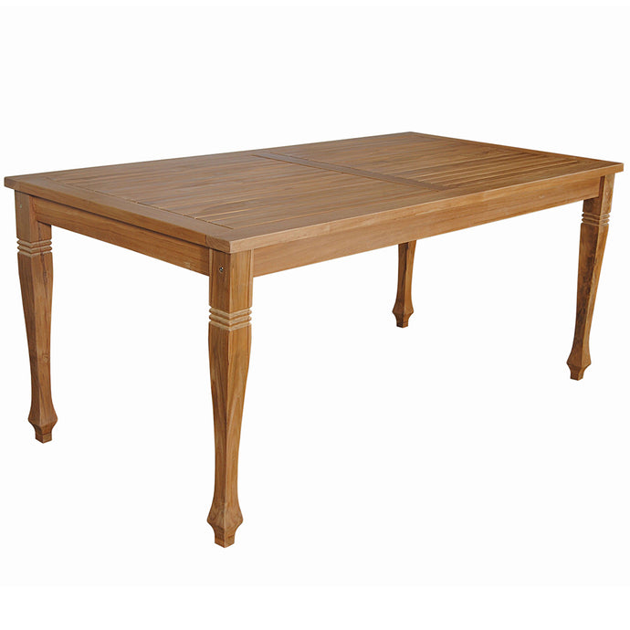 Rockford | Outdoor Teak Rectangular Table For 6, Whether Resist Wood, TB-6536 Brand: Anderson Teak Size: 65inW x 36inD x 29inH; Weight: 75lb; Shape: Rectangular; Material: Teak Wood Seating Capacity: Seats 4-6 people; Color: Neutral teak color; light wood