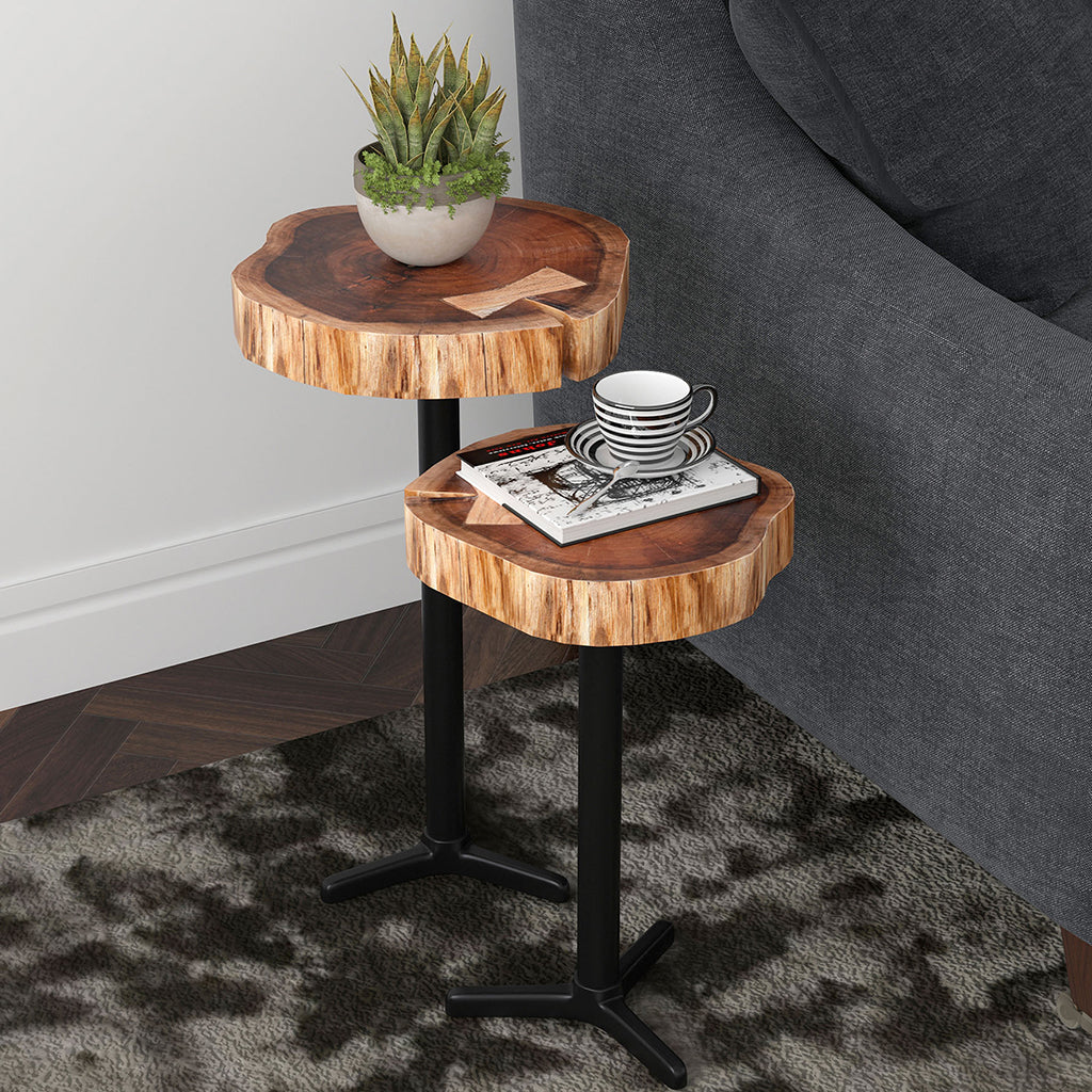 Set of 2 - Keya | Small Natural Tree Stump End Table, Acacia, 501-514NAT