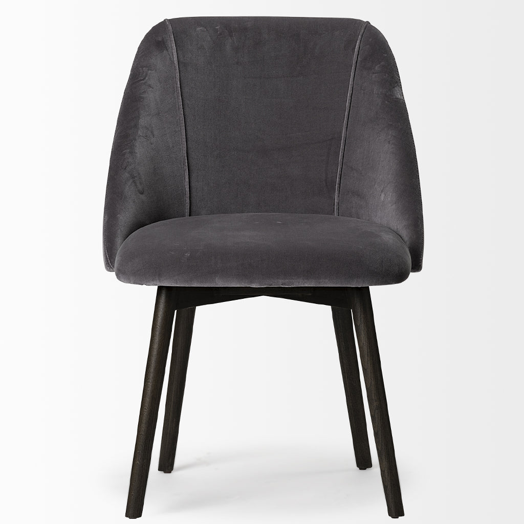 Grаy Velvet Wrap With Black Wood Base Dining Chair