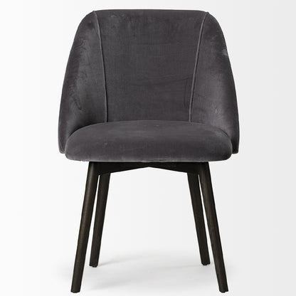 Grаy Velvet Wrap With Black Wood Base Dining Chair