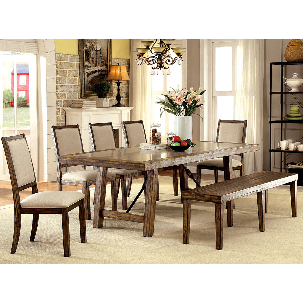 92" Chloe | Industrial Wood Table, Rustic Oak Finish, 8 Seater, IDF-3562T