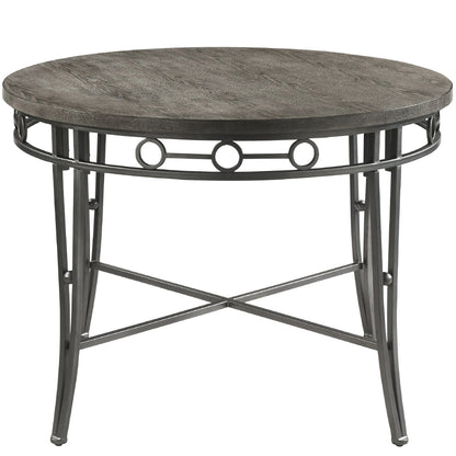 Round Dining Table Grey with Geometric Metal Accents, BM214971