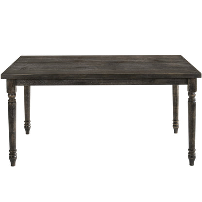 60 inch Farm Table, Rustic Style Wooden Dining Table, Rectangular, Gray, BM214963 Brand: Benzara; Size: 60inW x 36inD x 30inH Weight: 73lb; Shape: Rectangular; Material: Wood Chemicals: Formaldehyde; Seating Capacity: Seats 4-6 people; Color: Gray