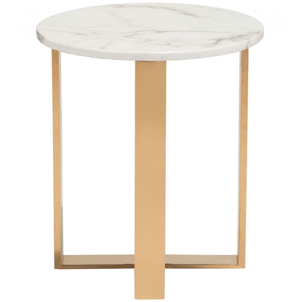 Faux Marble Gold Base End Table, 394556