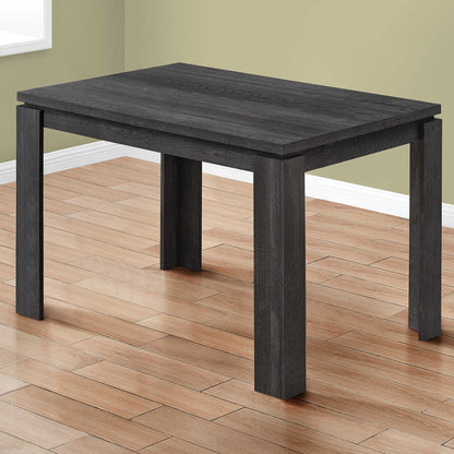 47" Black 6 Seater Dining Table, Rectangular, Reclaimed Wood, 4512839526003 Brand: Homeroots, Size: 47.25inW x  31.5inD x  30.5inH, Weight: 44lb, Shape: Rectangular, Material: Reclaimed Wood, Oak Finish, Seating Capacity: Seats 2-4, Color: Black