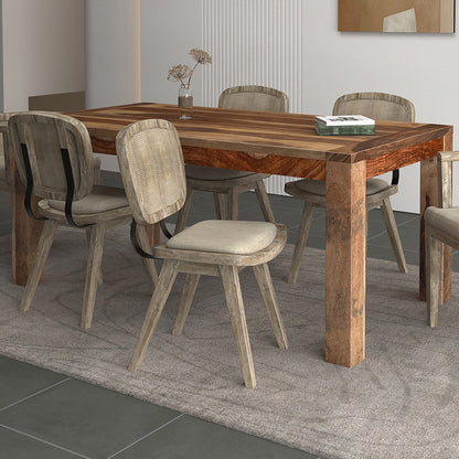 Krish | Modern Wood Dining Table, Solid, 6 Seater, 201-381DSH