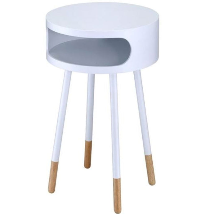 Small Wooden End Table, White, Bentwood, 286360
