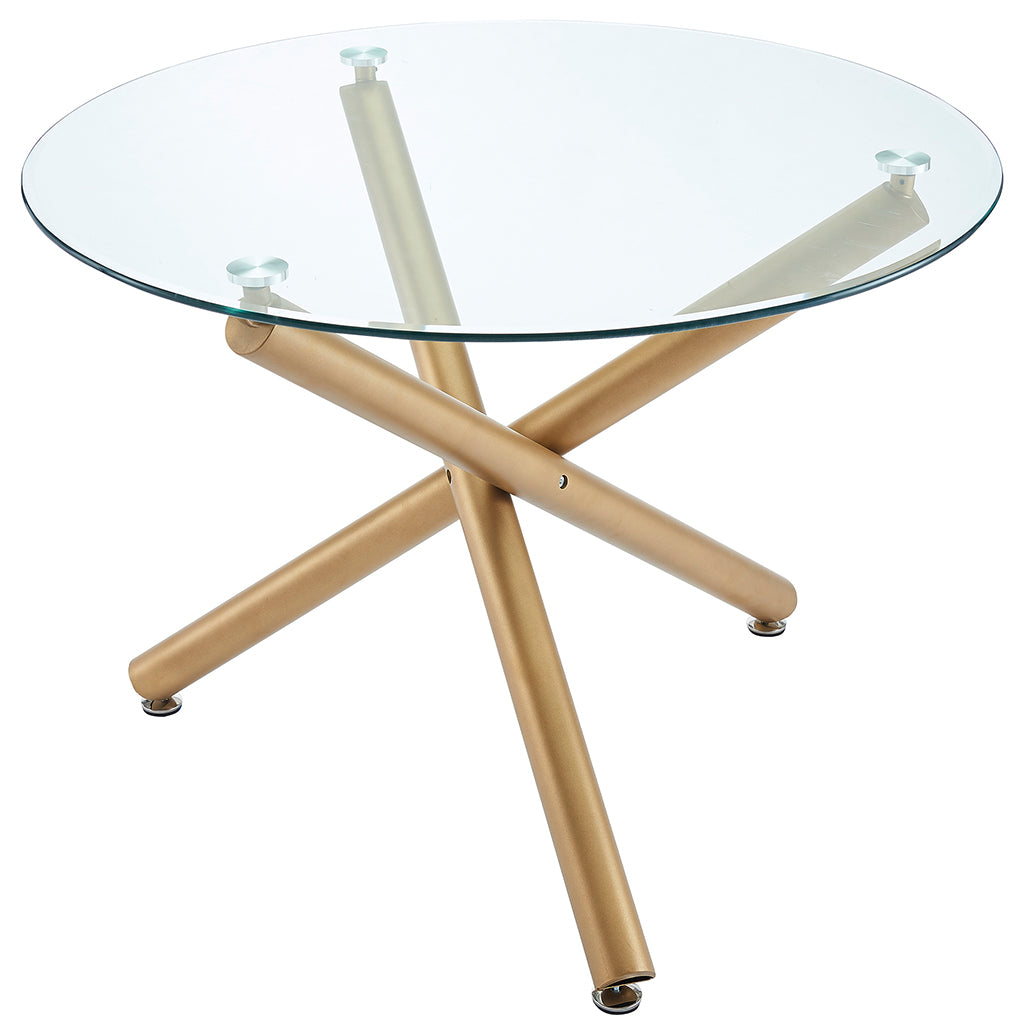 Carmilla | 40" Round Gold Base Dining Table, Glass Top, 4 Seater, 201-353GD