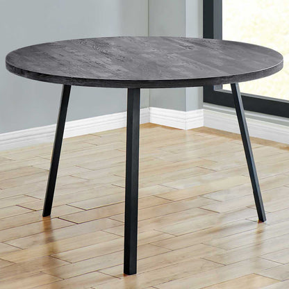 47 Reclaimed Wood Small Round Dining Table, 4 Seater, Metal Legs, 4512822897981 Brand: Homeroots, Size: 47.25inW x 47.25inD x 29.5in, Weight: 48lb, Shape: Round, Material: Top: Reclaimed Wood, Legs: Metal, Seating Capacity: Seats 2-4 people, Color: Black