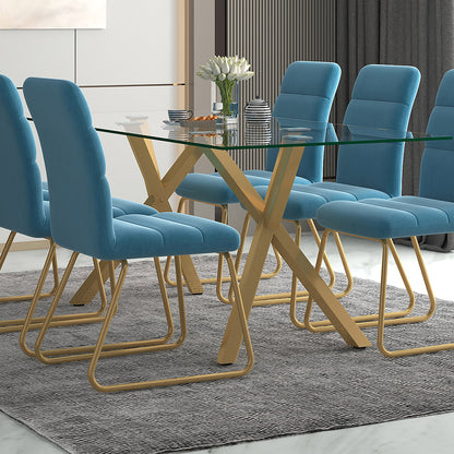 Stark | Glass Dining Table With Gold Base, Modern, 6 Seater, 201-535GL