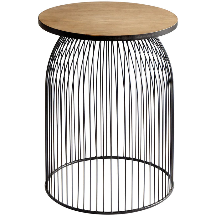 Bird Cage | Wood and Metal Round End Table, 09043