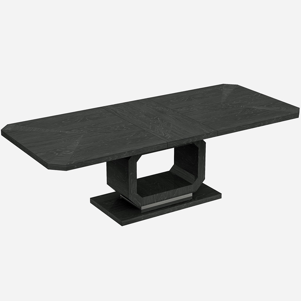 Los Angeles | Extendable Dining Room Table for 6, Elegant Look, DT1619-GRY Brand: Whiteline Modern Living; Size: 79/98inW x 43inD x 30inH; Weight: 208lb Shape: Rectangular; Material: MDF; Seating Capacity: Seats 6-8 people Color: Gloss Black