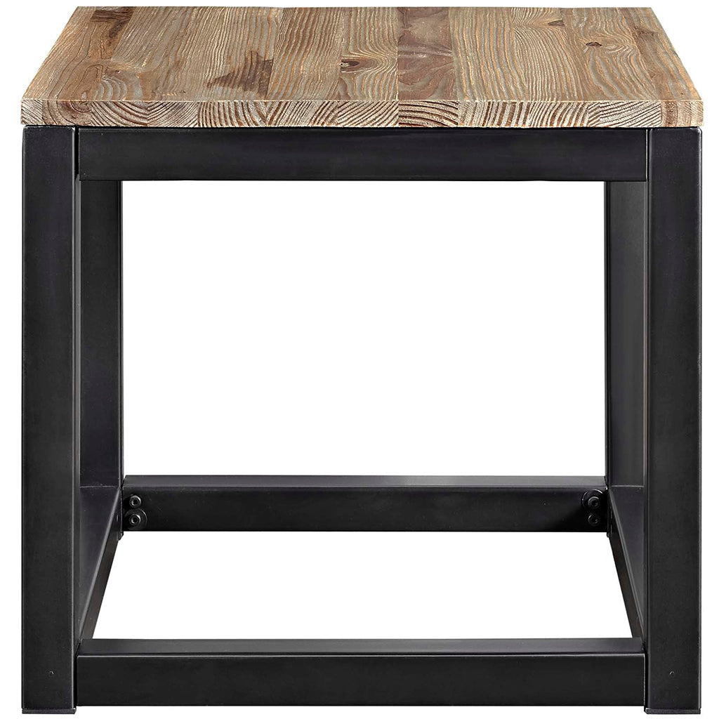 Attune | Modern Industrial Style Square End Table, EEI-2773-BRN