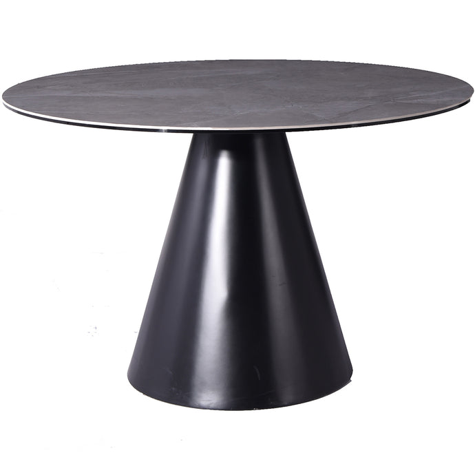Round compact dining table made of sturdy materials. Beautiful table for dining room. Brand: Whiteline Modern Living; Size: 47inD x 30inH; Weight: 109lb; Shape: Round Material: Top: Glass & Black Ceramic; Base: Black Lacquer; Seating Capacity: Seats 2-4 people; Color: Black, DT1638R-BLK