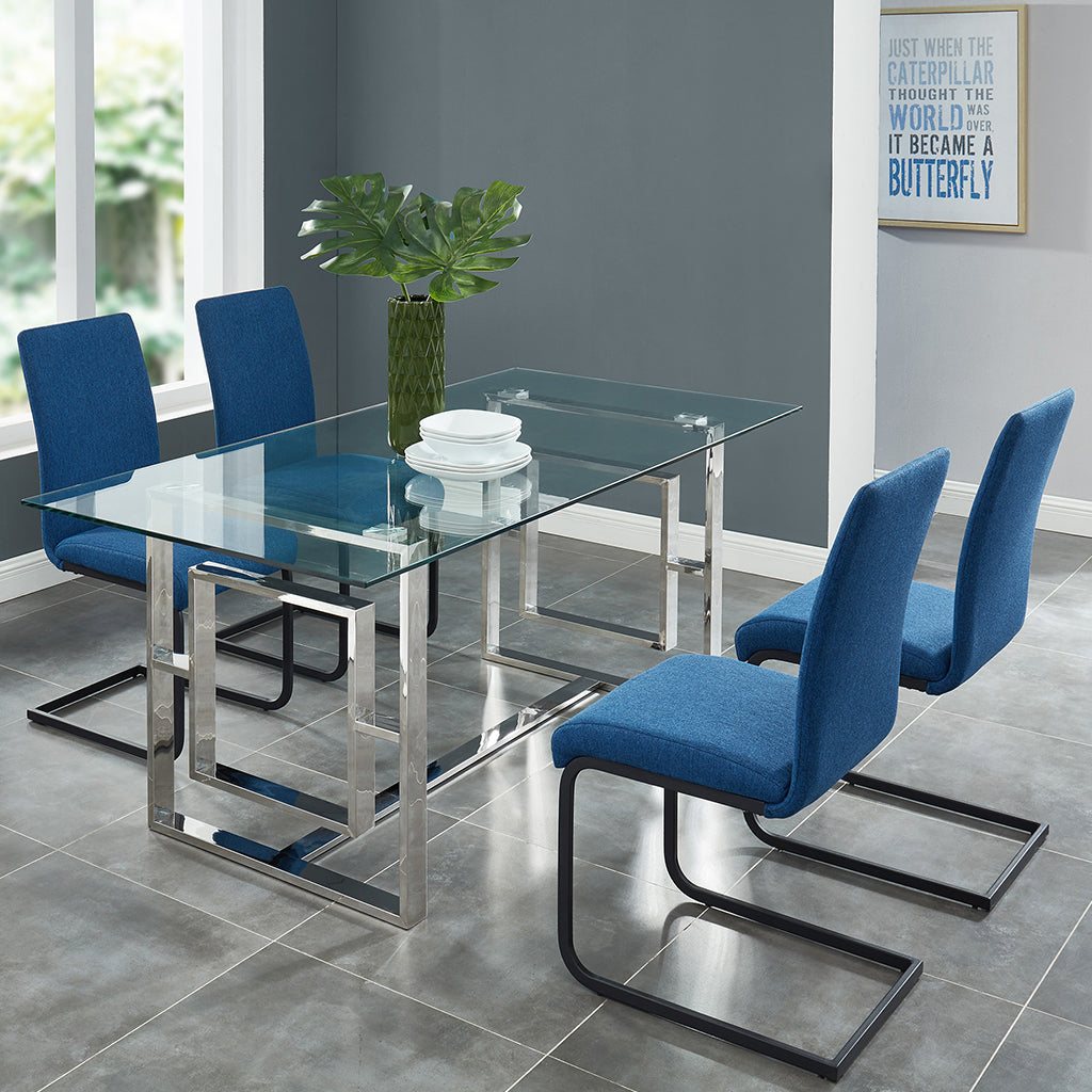 Eros | Glass and Chrome Dining Table, Modern 4 Seater, 201-482CH