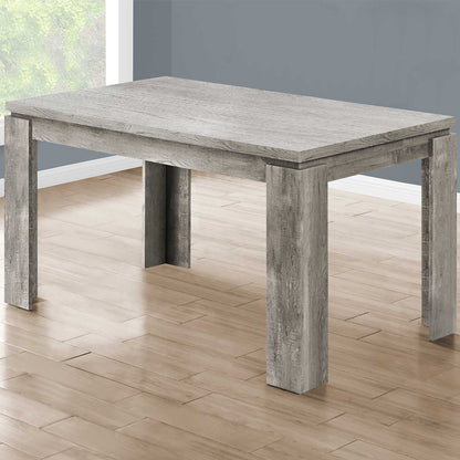 Gray Rectangular Dining Table For 6, Reclaimed Wood, Oak Finish, 4512839643458 Brand: Homeroots, Size: 59inW x  35.5inD x  30.5inH, Weight:  74lb, Shape: Rectangular, Material: Reclaimed Wood, Oak Finish, Seating Capacity: Seats 4-6, Color: Gray