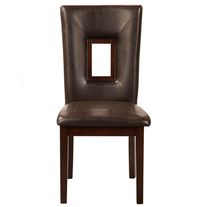 Segundo Dining Chair, Set of 2, Espresso Color, Upholstered, Faux Leather Seat and Back, Rubberwood Solids & Koto Veneer, 5213-C Brand: Alpine Furniture, Size: 17inW x 18inD x 38.5inH, Material: Rubberwood Solids & Koto Veneer, Faux Leather Seat and Back, Color: Espresso Color