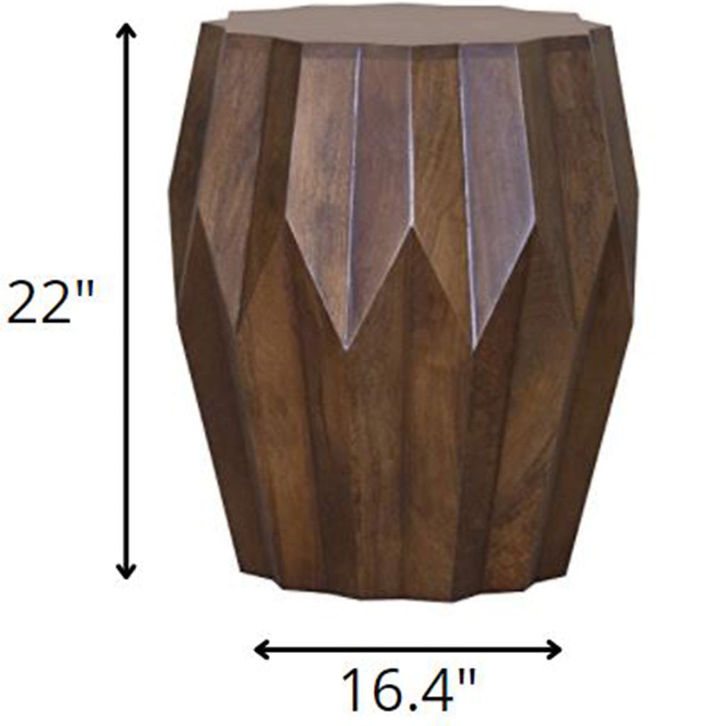 Boho | Solid Mango Barrel Like End Table, Handmade, 373962