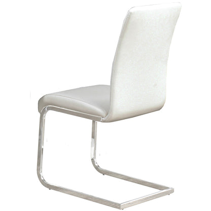 Maxim | C-Shaped Base White Faux Leather Modern Dining Chairs, Set of 2, 202-489WT