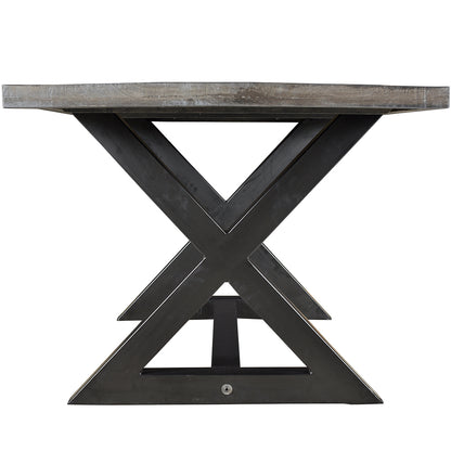 Zax | Rustic Industrial Dining Table, Solid Mango Top, Metal Base, 6 Seater, 201-147DG