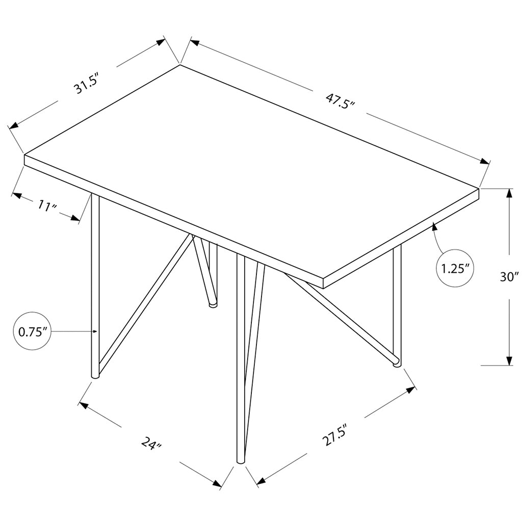 47.5" x 31.5" Small Kitchen Wood Table, Metal Base, 4 Seater, 332580