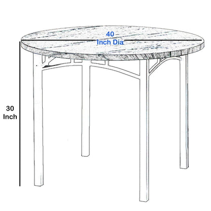 Benzara Industrial Dining Table, Round, Wooden Top, Metal Tubular Legs, Brown, BM207986 Size: 40inW x 40inD x 30inH; Seating Capacity: Seats 2-4 people; Color: Brown Weight: 71.01lb; Shape: Round; Material: Metal, Solid Wood and Veneer