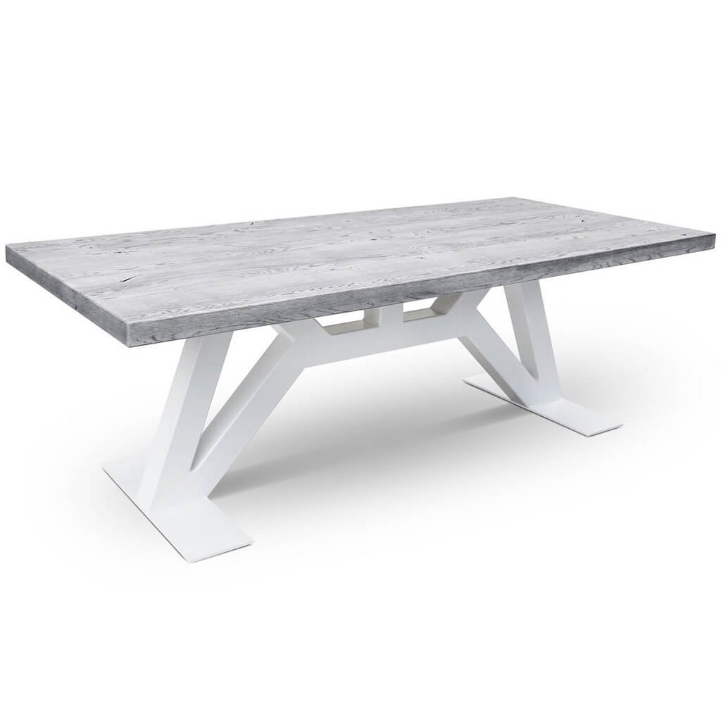 GROG | Gray Wood Table, Rectangular, Oak Wood Top, Metal Base, SCANDI032
