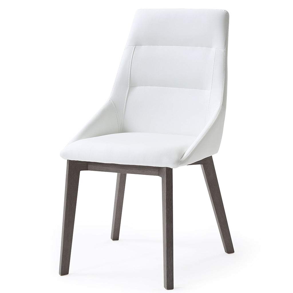 Siena | Dining Chair, Set of 2, Grey & White, Faux Leather, Solid Wood Legs, DC1420-GRY/WHT Brand: Whiteline Modern Living, Size: 25inW x 20inD x 35inH, Seat Height:  18in/ 46cm, Seat Depth: 16.5in/ 42cm, Weight:  17lb, Color: Grey & White, Assembly Required: Yes, Avoid Power Tools!