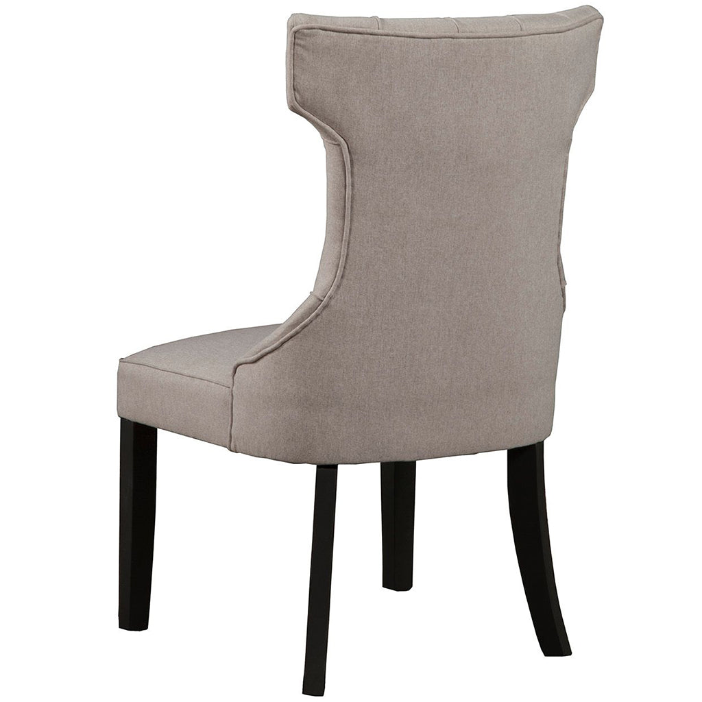 Manchester Dining Chair, Set of 2, Light Grey Upholstery, Black Legs, Upholstered, Solid Rubberwood with Linen Like Polyester Fabric, 3868-02 Brand: Alpine Furniture, Size: 22inW x 26.5inD x 41inH, Material: Solid Rubberwood with Linen Like Polyester Fabric, Color: Light Grey Upholstery, Black Legs