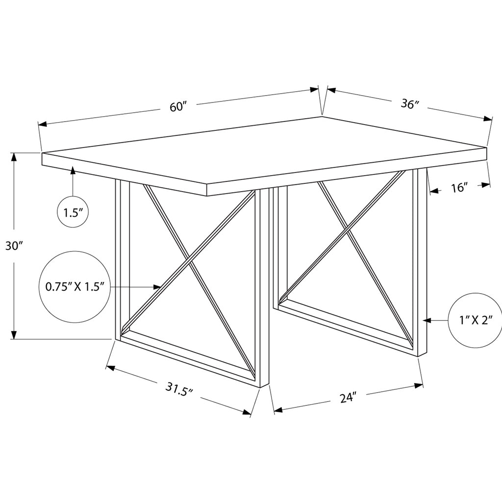 Dark Taupe Rectangular Table, MDF, Metal Legs, 332612