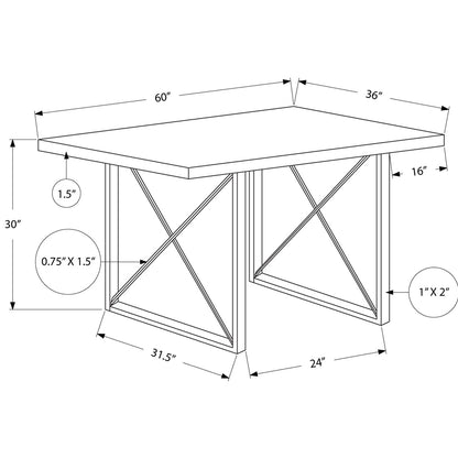 Dark Taupe Rectangular Table, MDF, Metal Legs, 332612