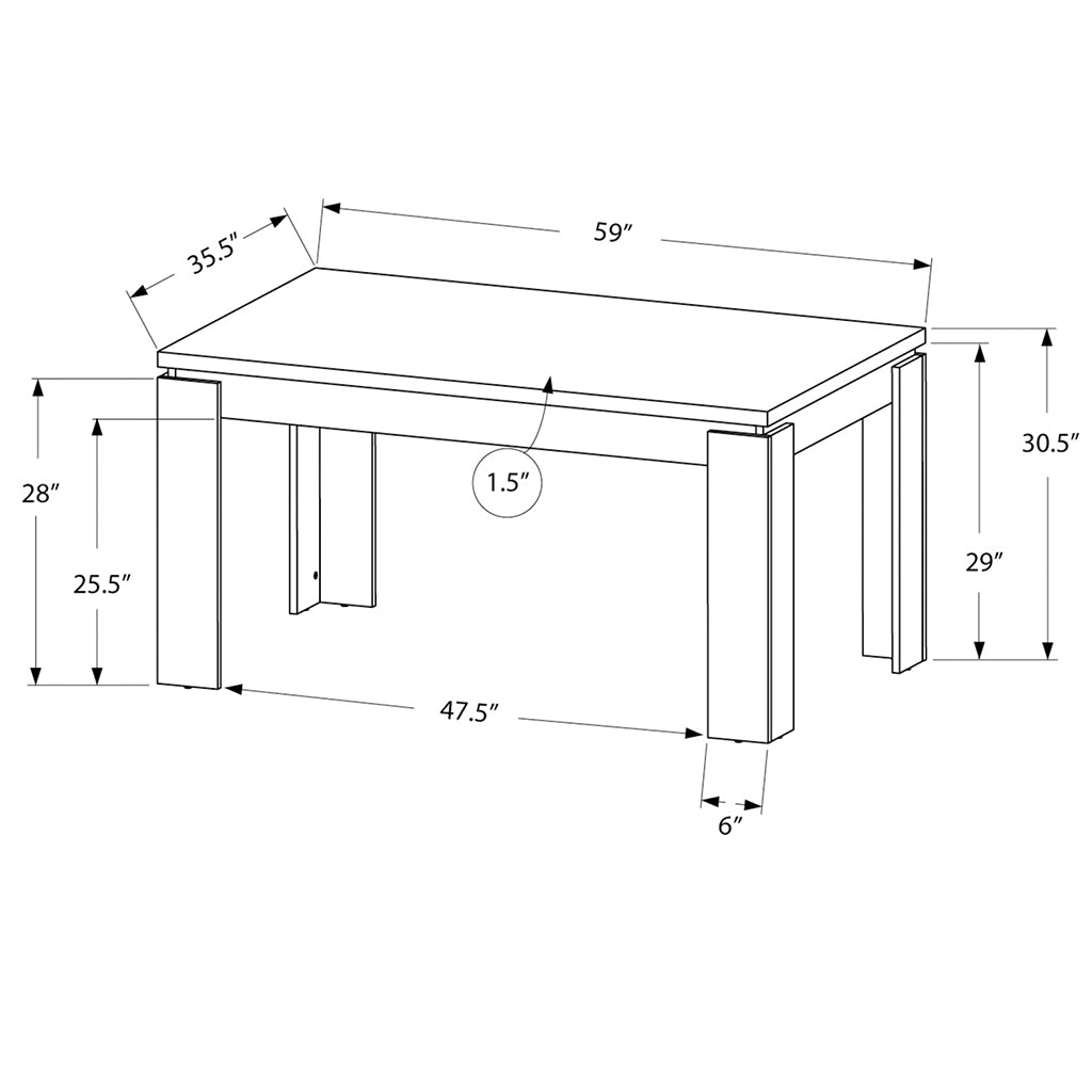 Gray Rectangular Dining Table For 6, Reclaimed Wood, Oak Finish, 4512839643458 Brand: Homeroots, Size: 59inW x  35.5inD x  30.5inH, Weight:  74lb, Shape: Rectangular, Material: Reclaimed Wood, Oak Finish, Seating Capacity: Seats 4-6, Color: Gray