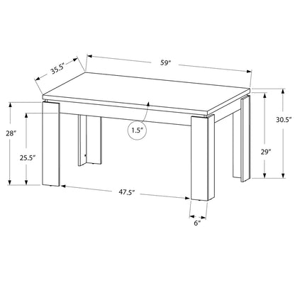 Gray Rectangular Dining Table For 6, Reclaimed Wood, Oak Finish, 4512839643458 Brand: Homeroots, Size: 59inW x  35.5inD x  30.5inH, Weight:  74lb, Shape: Rectangular, Material: Reclaimed Wood, Oak Finish, Seating Capacity: Seats 4-6, Color: Gray